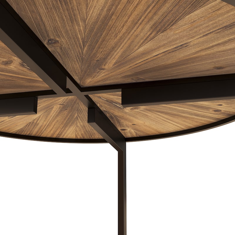 31.5 "Round Coffee Table,Stand Wooden Double Layer Coffee Table with Open Storage Space and